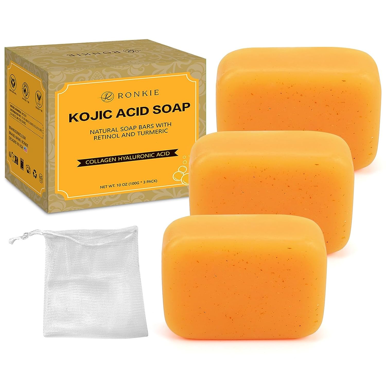 “Unlock Radiant Skin with RONKIE’s Kojic Acid Soap with Turmeric – Your Ultimate Beauty Secret!”